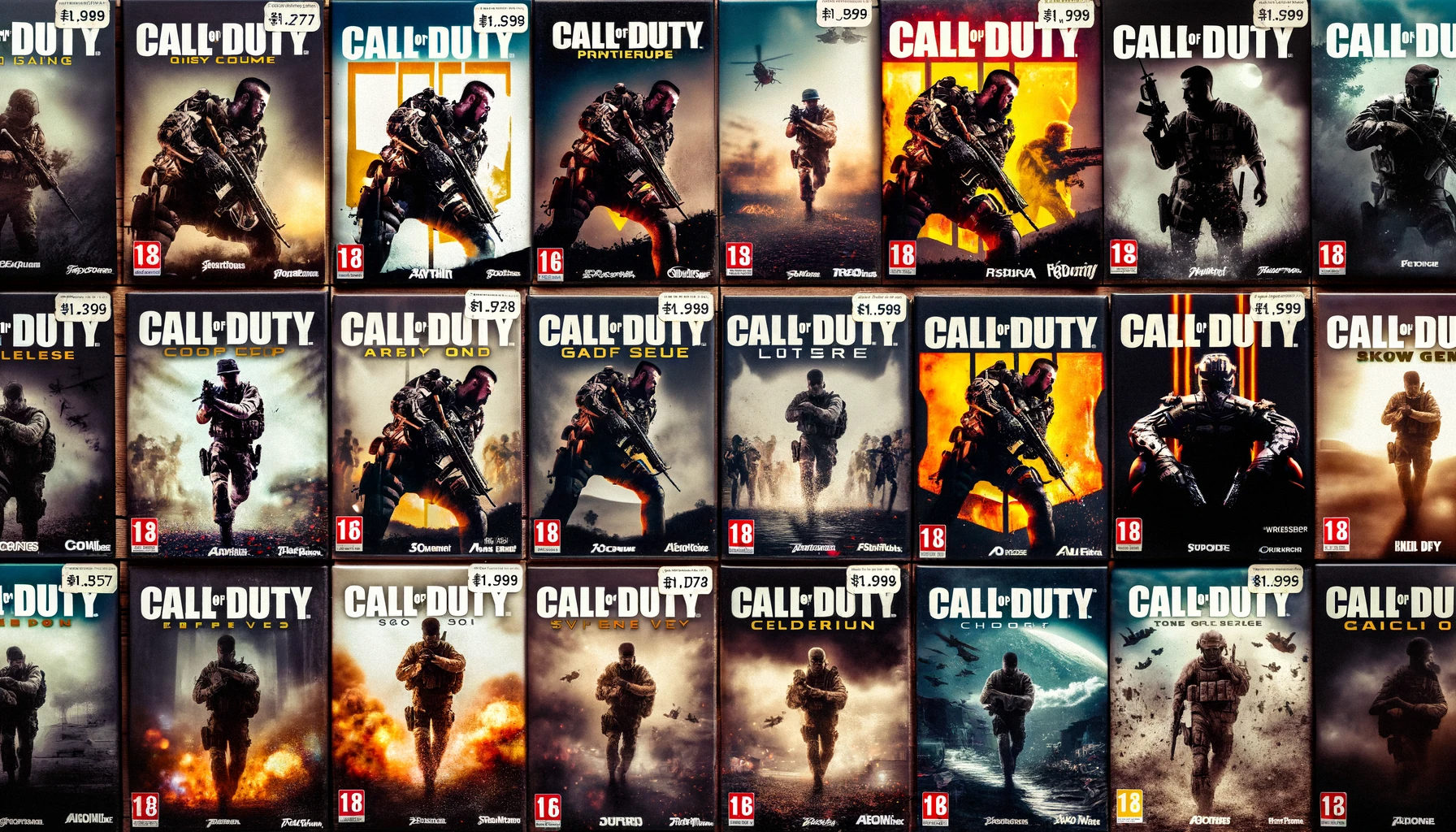 Photo of a Call of Duty game cover in the foreground