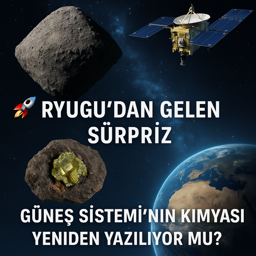 generate image , 🚀 Ryugu’dan Gelen Sürpriz: Güneş Sistemi’nin Kimyası Yeniden Yazılıyor mu?